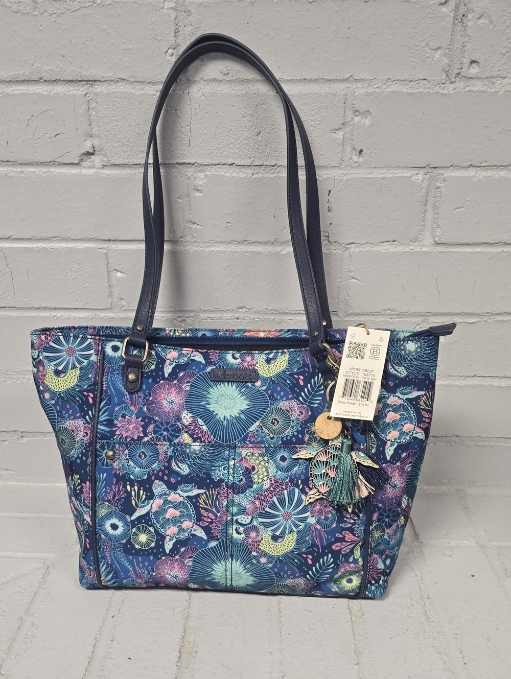 Sakroots  Navy Tote Bag with Charms.  NWT.